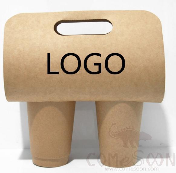 Coffee Cup Holder Two Cup Takeaway W/LOGO，24*38.6cm