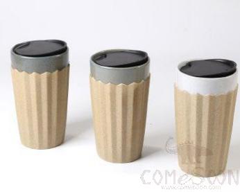Brown Double Wall Mug W/ cover 12OZ