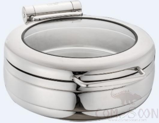 Round Chafing Dish w/ Glass Lid 30cm Food Pan 4 Ltr