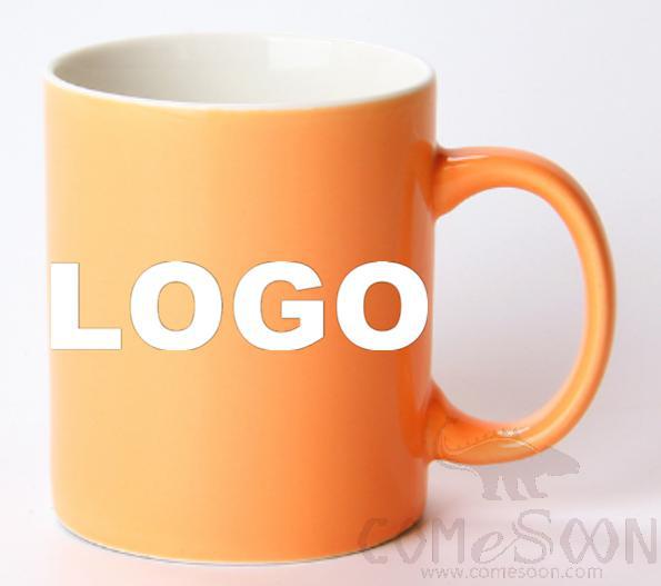 Ceramics Milk Mug with logo 330ml orange