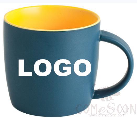 Ceramics coffee Mug with logo 360ml blue