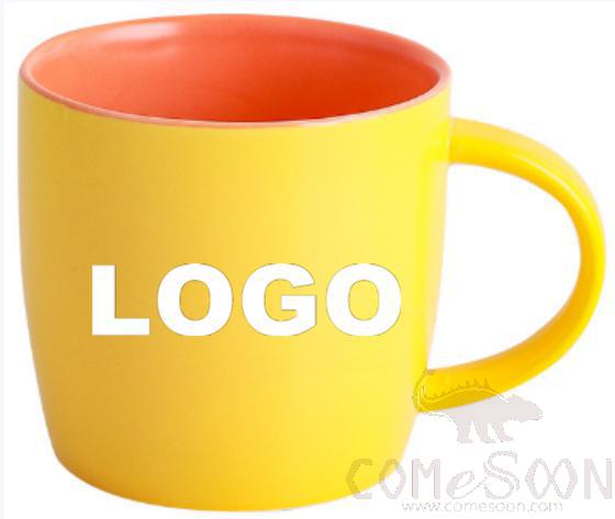 Ceramics coffee Mug with logo 360ml yellow