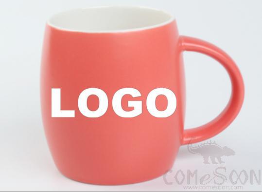 Ceramics Water Mug with logo 450ml pink