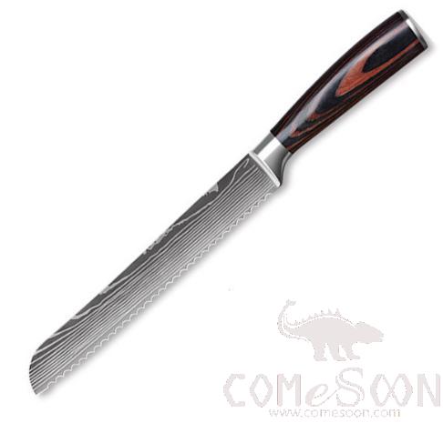 Imitate Damascus Pattern Bread Knife 8 Inch