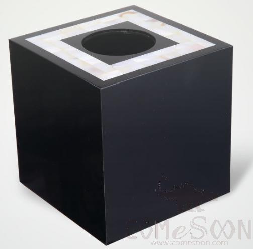 Square Tissue Box，Black acrylic+ white shell，130*130*135mm