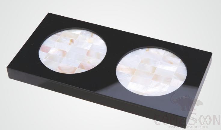 Cup Mat，Black acrylic+ white shell，200*100*20mm