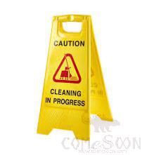 Cleaning in progress signage