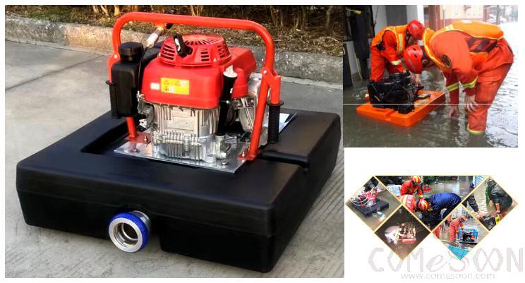 Floating boat pump for water fire fighting