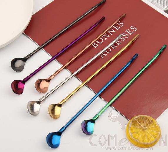 S/S StrawSpoon 215*24 silver round