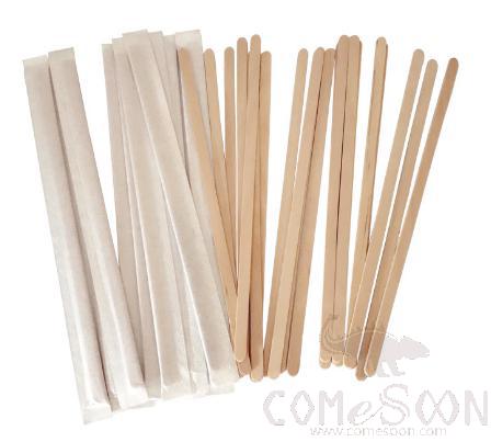 Disposable Wooden Coffee Stirrer  pack  190*6*1.5，140*6*2mm，5000pcs/carton
