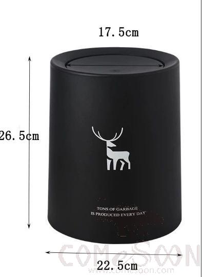Black Trash Bin With Swing Cover-8L