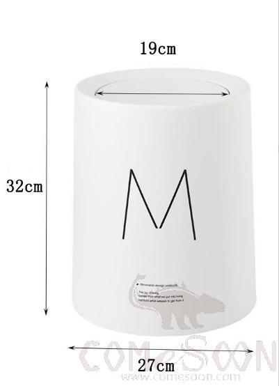 White Trash Bin With Swing Cover-12L