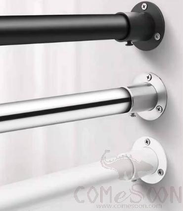 White Stainless Steel Perforated Straight Rod Telescopic Shower Curtain Rod Bathroom Curtain Rod Laundry Rod Window Curtain Rod-950-1300mm