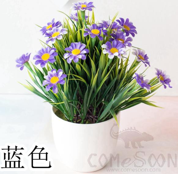 Imitation Plants Plastic Plant Pot  Flower Blue H25