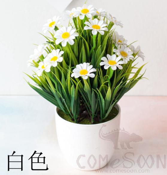 Imitation Plants Plastic Plant Pot  Flower White H25