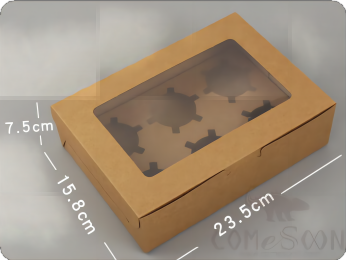Muffin Box 6 Cakes customized logo， 23.5*15.8*7.5cm