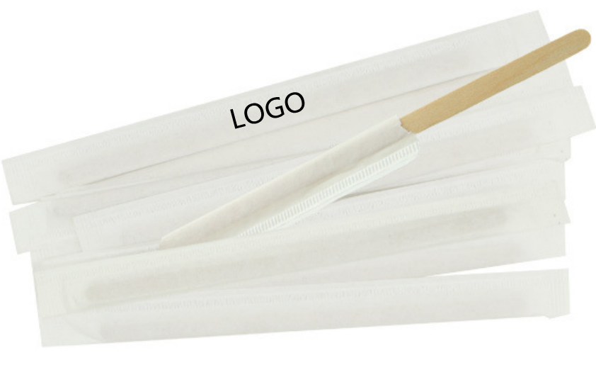 Disposable Wooden Coffee Stirrer  Pacl 178*6*2 with cuscomized logo，178*6*2mm
