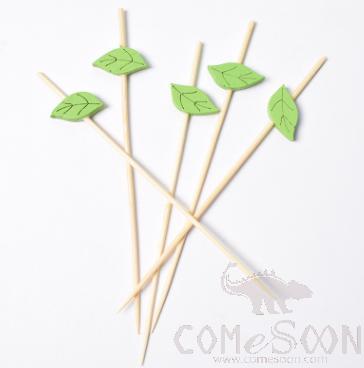 Bamboo Fruit Cocktail Skewers 12CM Leaf