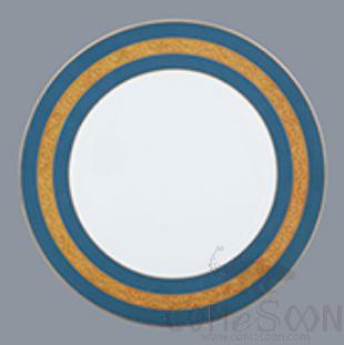 Luxury Blue Flat Plate 10.5&quot; with branding LOGO Bonechina