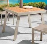 Four Outdoor Tables And Chairs， Plastic Wood，One Table, Four Chairs， Table 90*90*75Cm
，Chair 62*58*85Cm