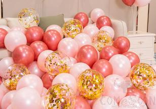 Balloons 70pcs 50 pink+10 dark pink +10 golden