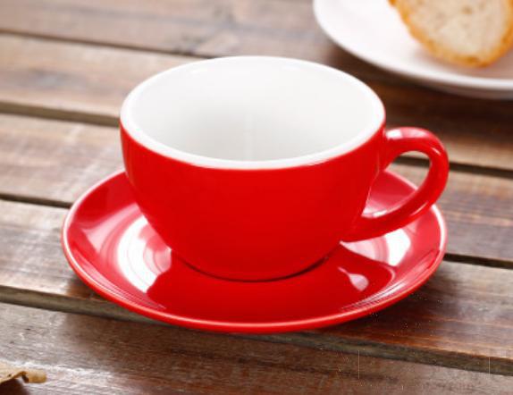 Coffee Cup With Saucer 300CC Set Red