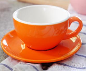 Coffee Cup With Saucer 300CC Set Orange