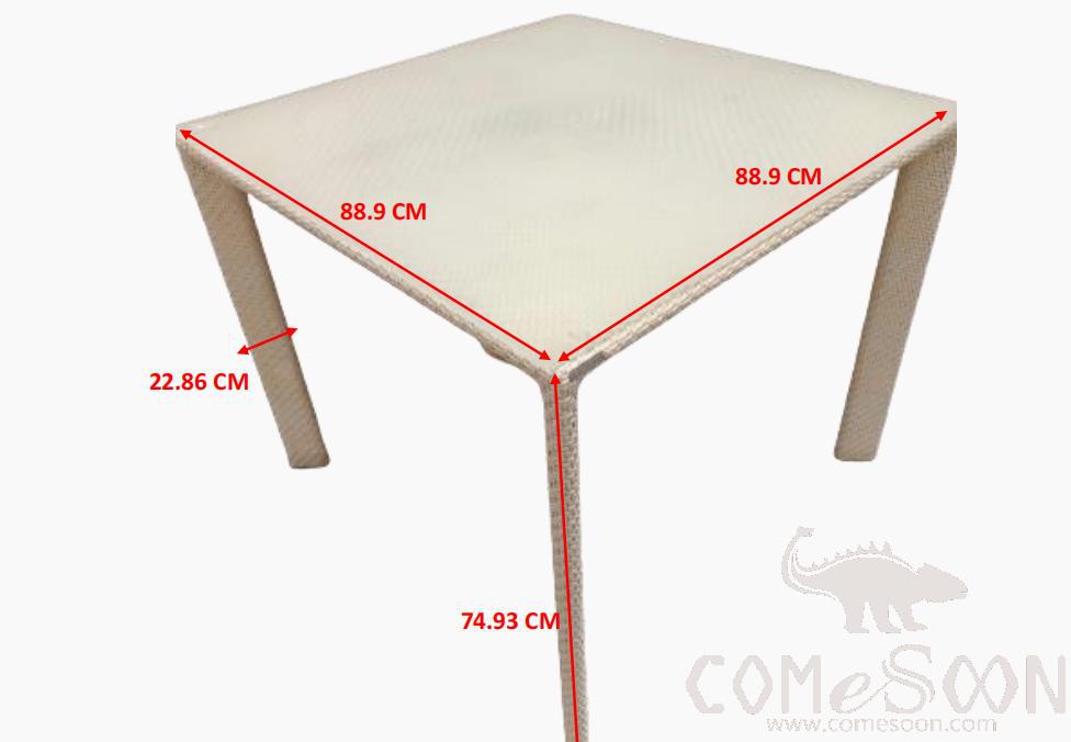 Outdoor Table，Iron Frame +Pe Rattan，88.9 * 88.9 * 74.93 Cm