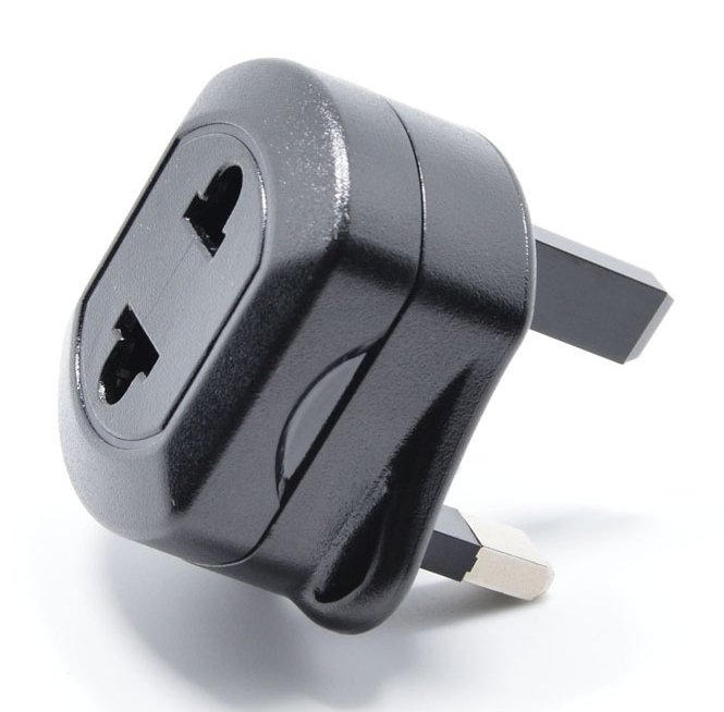 Two pin plug to British standard plug,Black