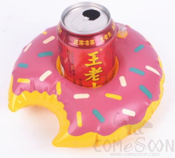Inflatable floating beverage cup holder,Purple doughnut