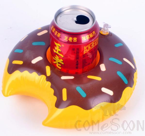 Inflatable floating beverage cup holder,Chocolate Doughnuts
