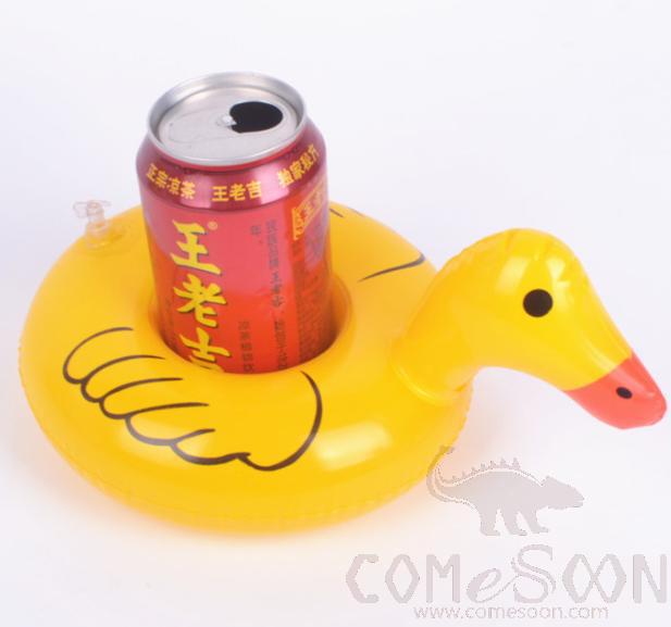 Inflatable floating beverage cup holder,Yellow duck
