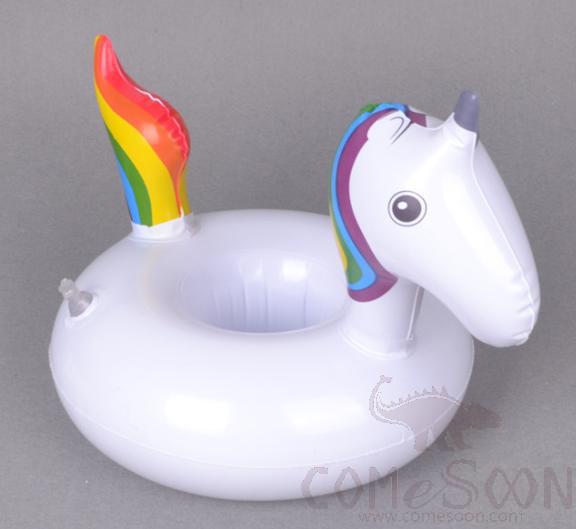 Inflatable floating beverage cup holder,Rainbow horse
