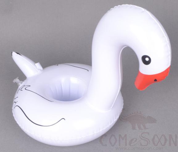 Inflatable floating beverage cup holder,White goose
