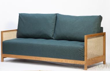 Sofa，White Oak + Natural Bamboo And Rattan，2100*900*670mm