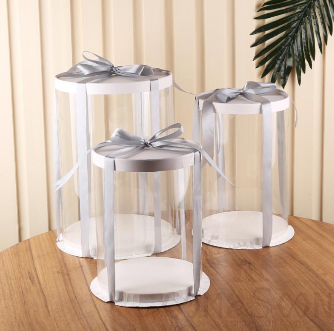 Custom Transparent round cake box,8-inch single layer,26*26*18cm