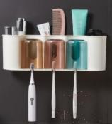 Wall-Mounted Three-Tier Toothbrush Holder,PP,10.5*34.5*11cm