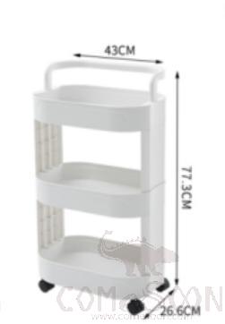 Trolley Three-Tier Storage Rack (With Wheels),PP,43*26.5*77.3cm