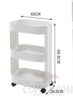 (Without Handle) Three-Tier Storage Rack (With Wheels),PP,43*26.5*68cm