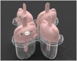 Four Groups Of Playful Pig Cart Ice Molds,PP,12*12*11.5cm
