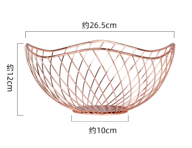 Electroplated Tieyi fruit basket,Rose gold,D 26.5*L 12cm