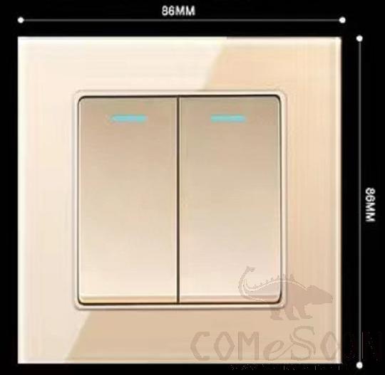 2 gang 2 way switch Champagne gold
Tempered glass