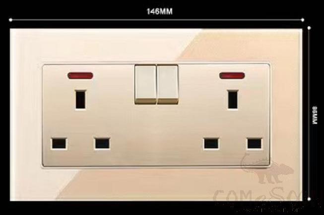 Double socket switch 13A Champagne gold
Tempered glass