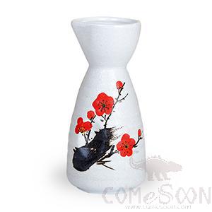 Large sake pot (red plum)
