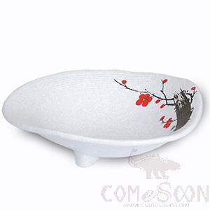 10&quot; Three-legged special-shaped bowl (red plum)