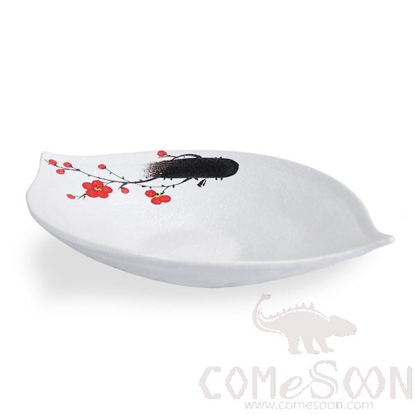 12.5&quot; Stone Pattern Double Tip Bowl (Red Plum)