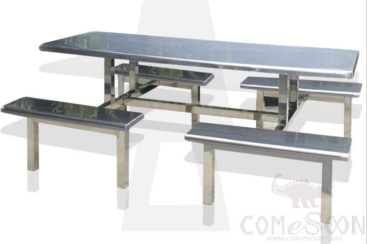 Stainless Steel Canteen Tables And Chairs-240*60*75Cm, All Stainless Steel Steel Plate