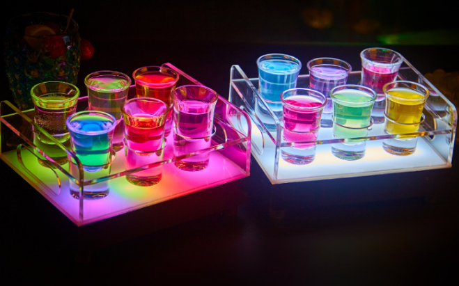 Customized,10-hole(5*2) luminous cup holder,32*10*12cm,W/ Logo
