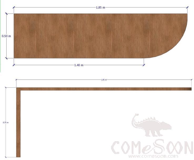 Desk, MDF Veneer,1850(W) * 500(D) *750(H) Mm