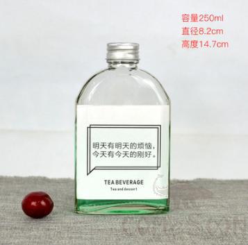 Disposable glass bottle,Oblique Shoulder,250ml,D 8.2*H 14.7cm